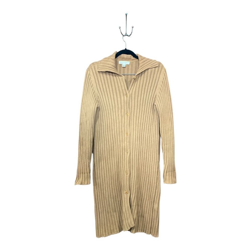 Casual Corner Sweater Dress Woman XL Tan 100% Cotton